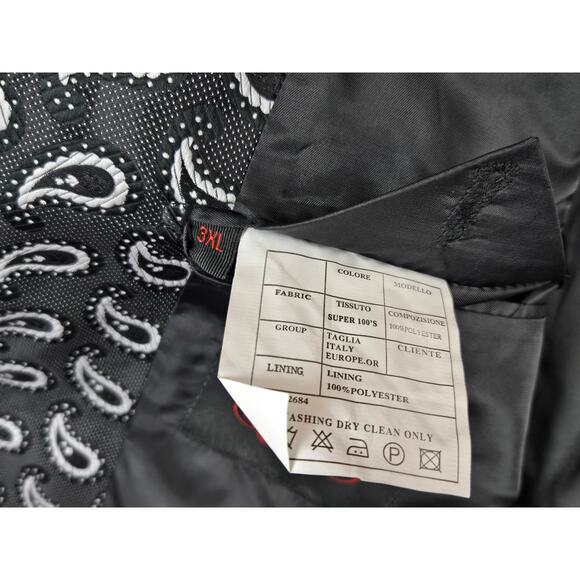 Mens Leonardi Blazer Size 3X Paisley Gray White Double Back Vent - Picture 11 of 11